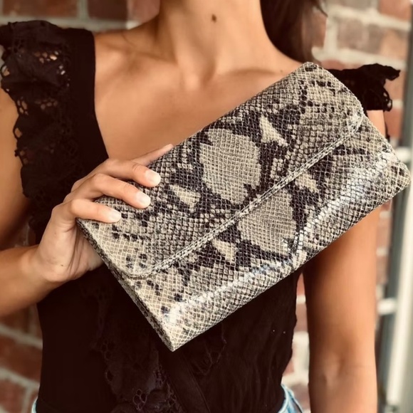 Handbag Clutch Python Genuine Leather - Picture 2 of 3